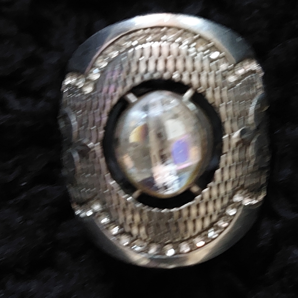 Brighton silver ring with large rhinestone, size 8, very unique!